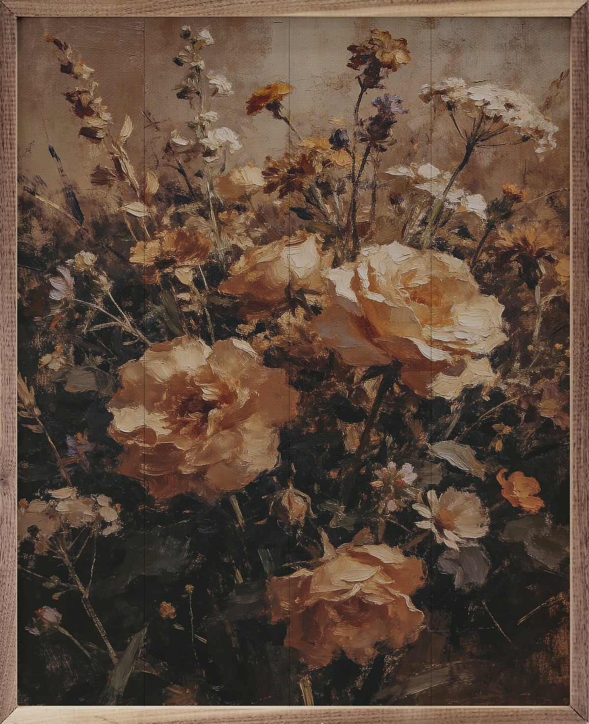 Warm Wildflower Meadow Wood Framed Print