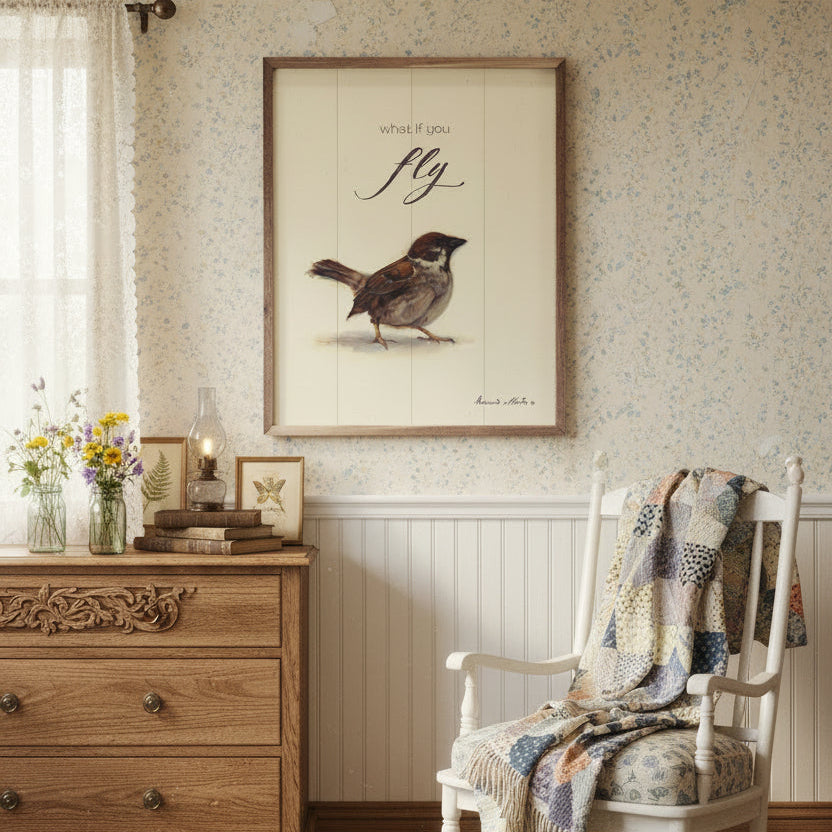 What If You Fly Bird Wood Framed Print