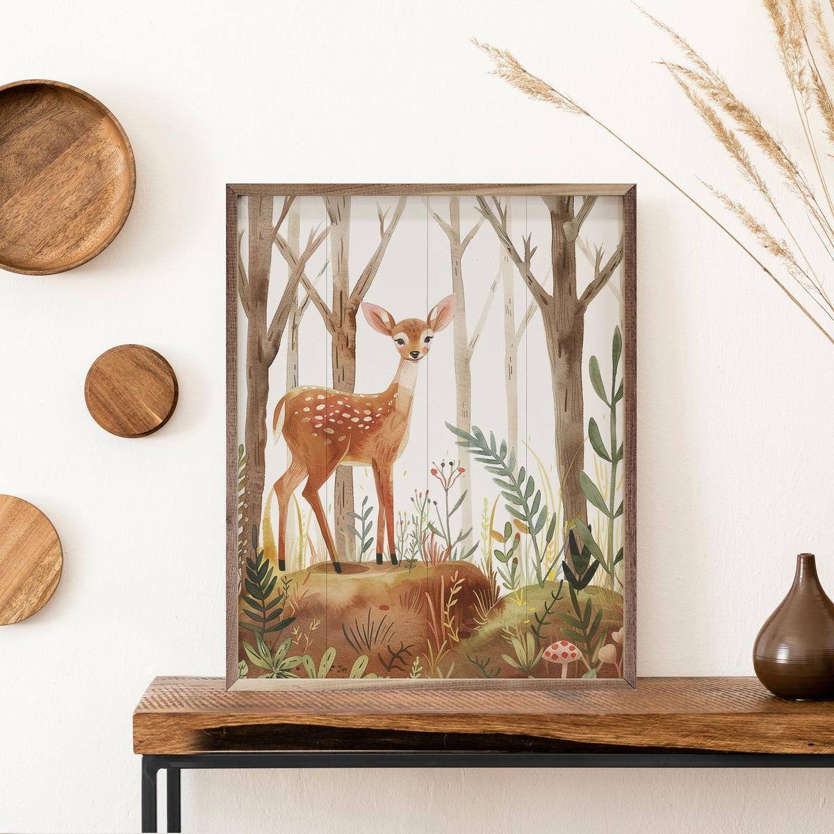 Woodland Deer Framed Print