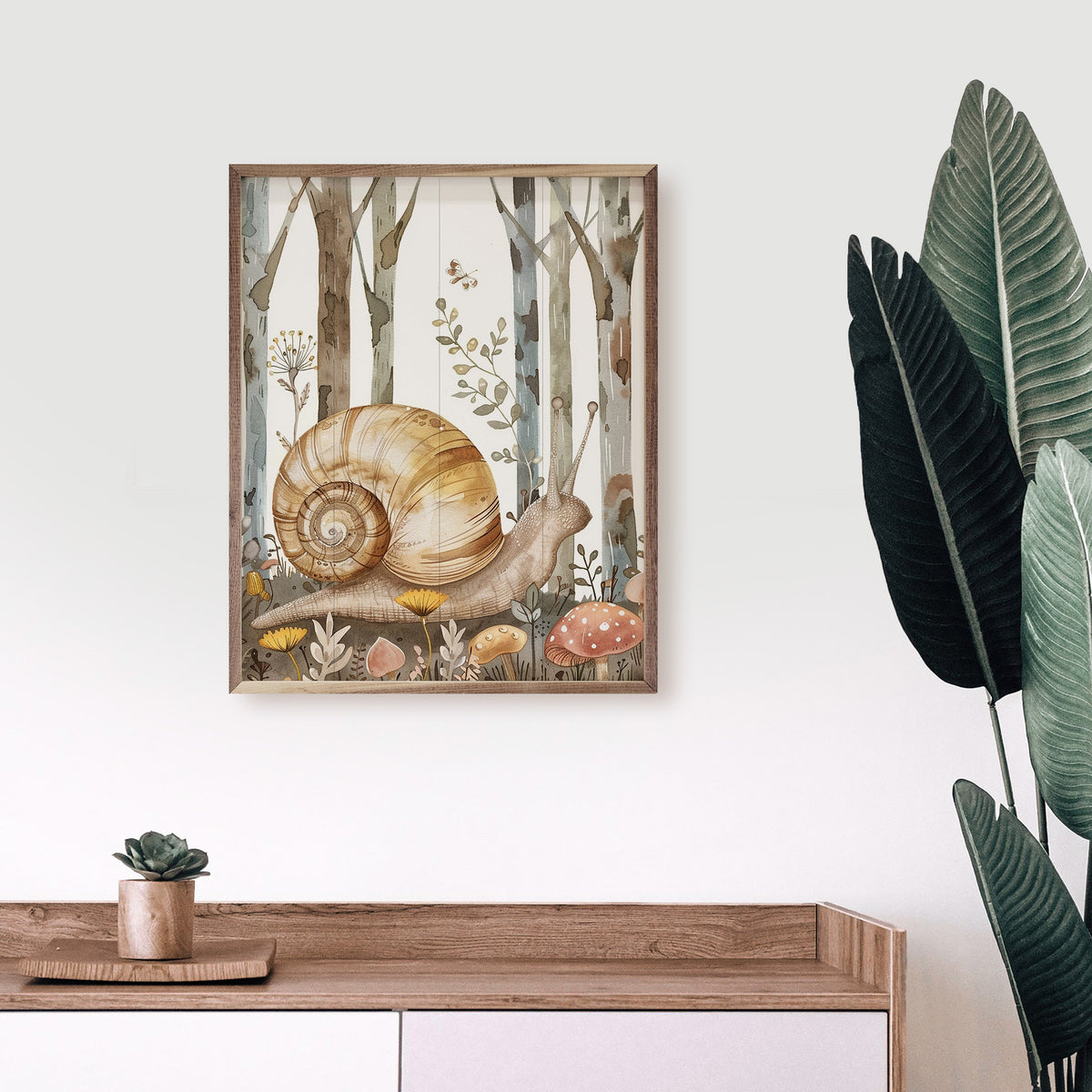 Woodland Animal Snail Wood Framed Print