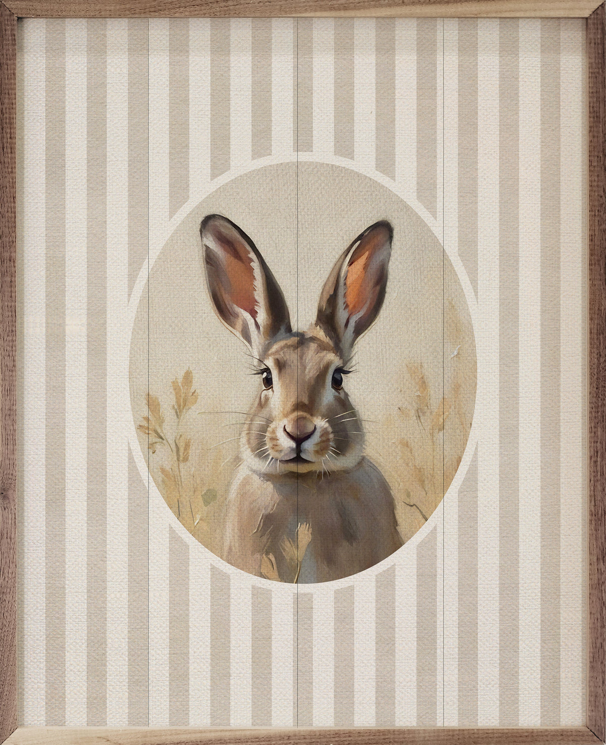Stripes & Bunny Wood Framed Print