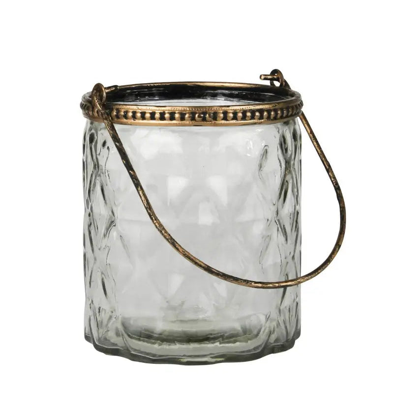 Pressed Glass Votive With Handle
