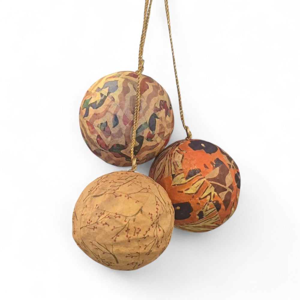 Paper Mache Ball Ornament Set