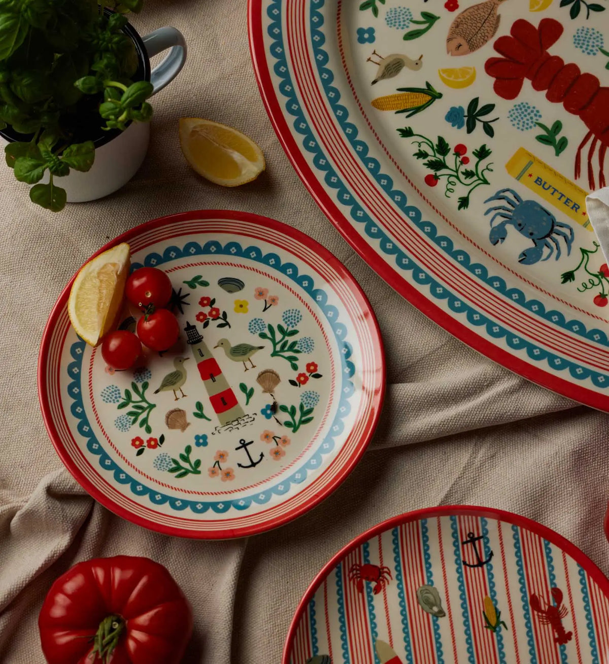 Rifle Paper Co. Seaside Melamine Dessert Plate Set
