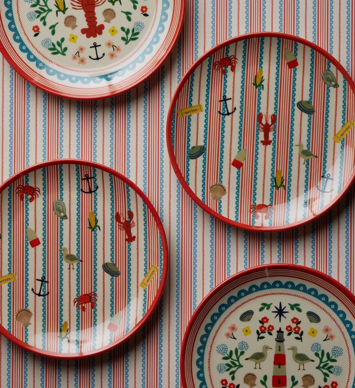 Rifle Paper Co. Seaside Melamine Dessert Plate Set