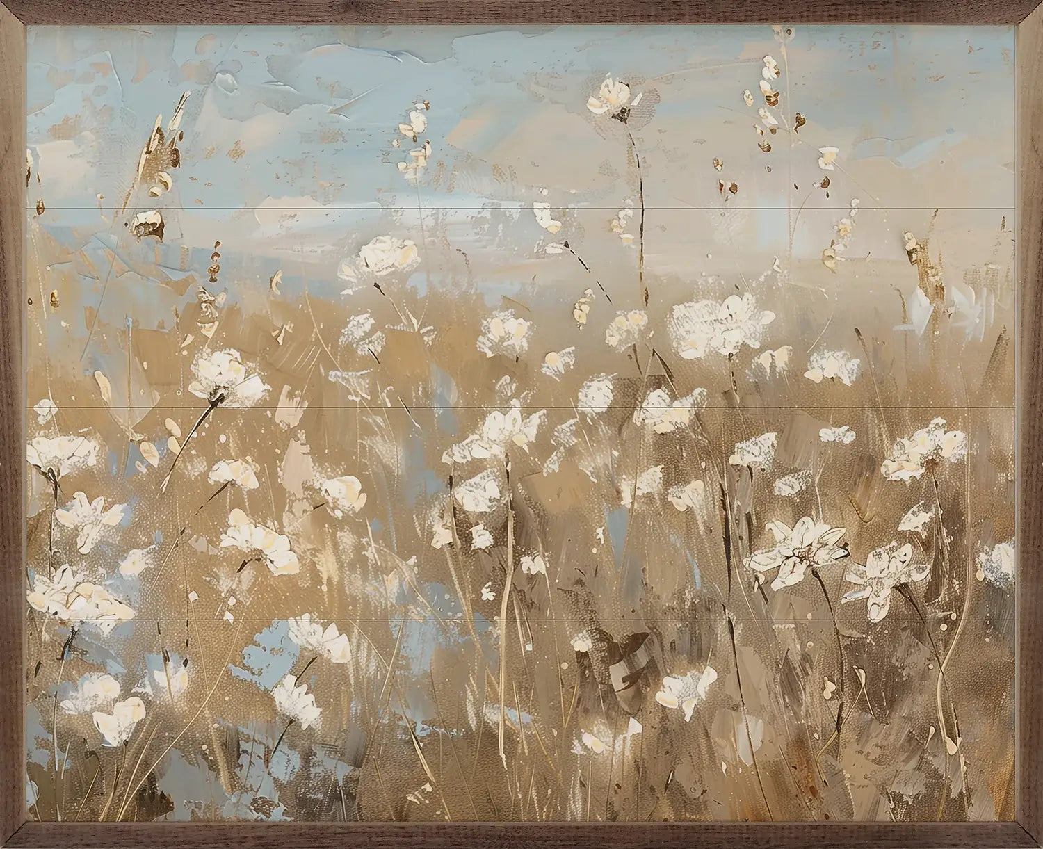 Abstract White Flower Field Wood Framed Print