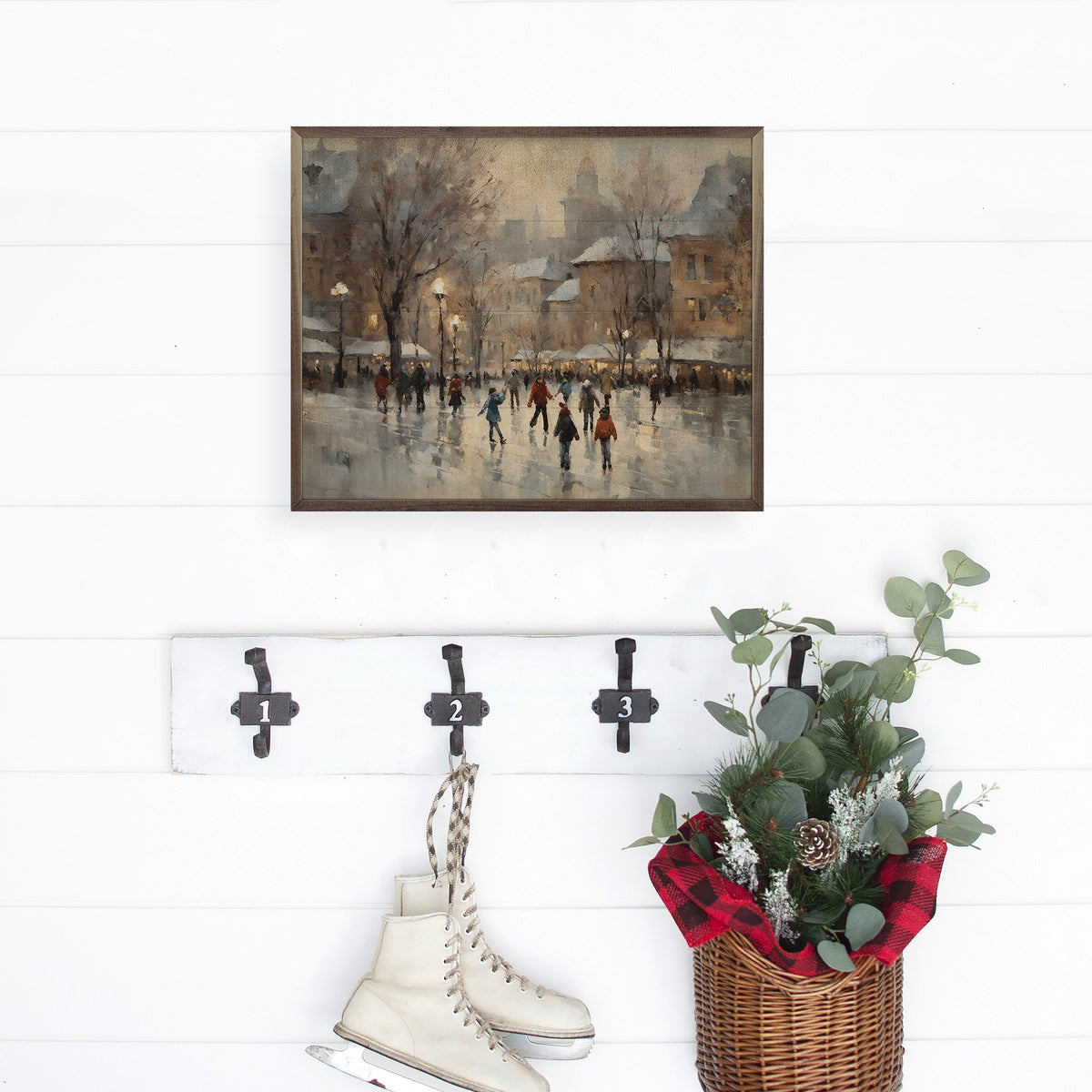 City Skating Memories Wood Framed Print