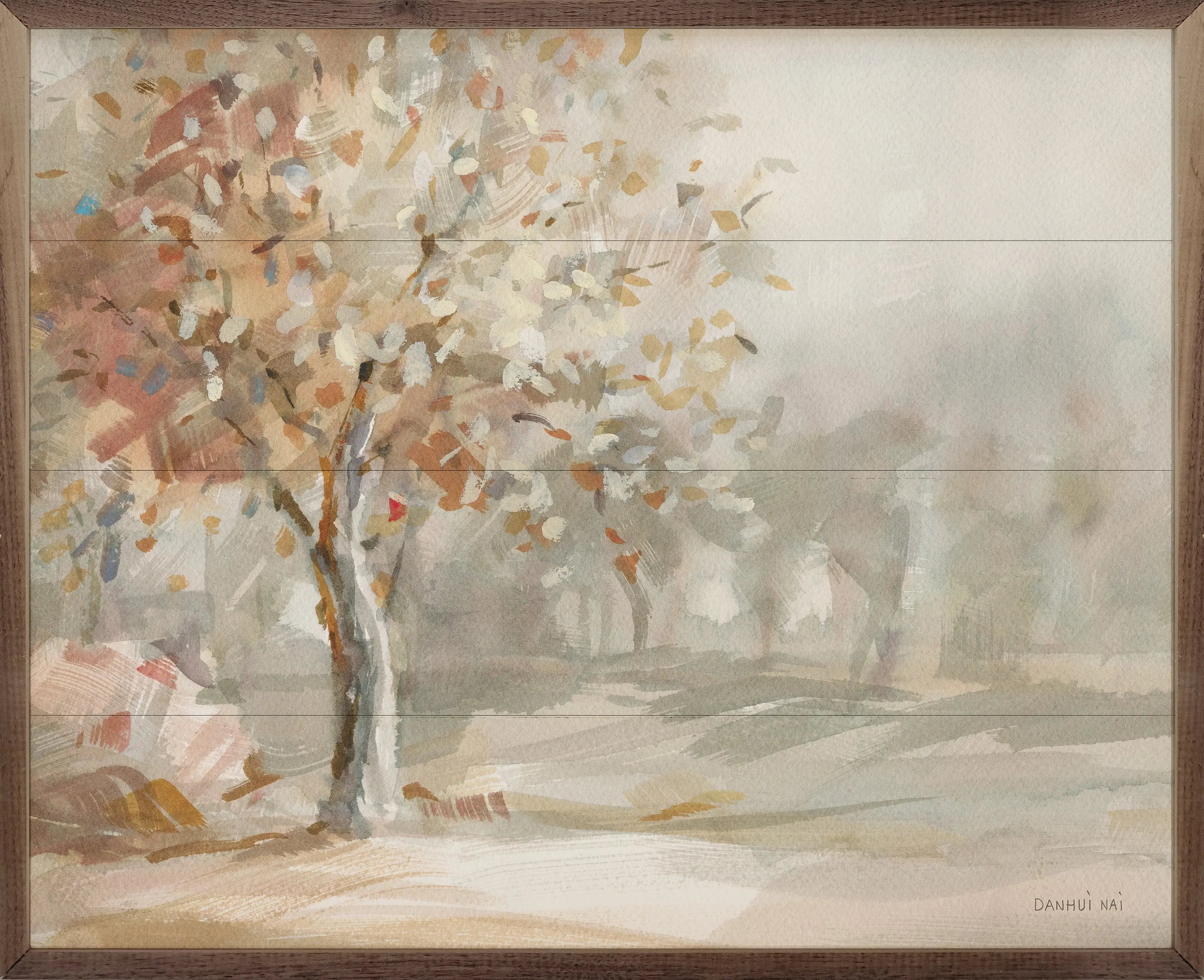 Golden Day Tree Wood Framed Print