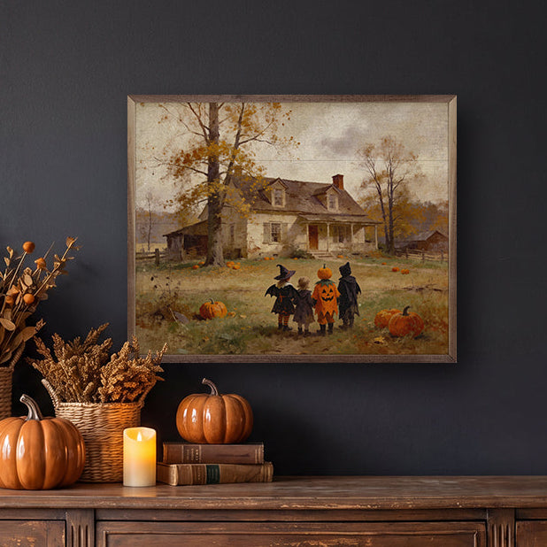 Halloween Kids Wood Framed Print