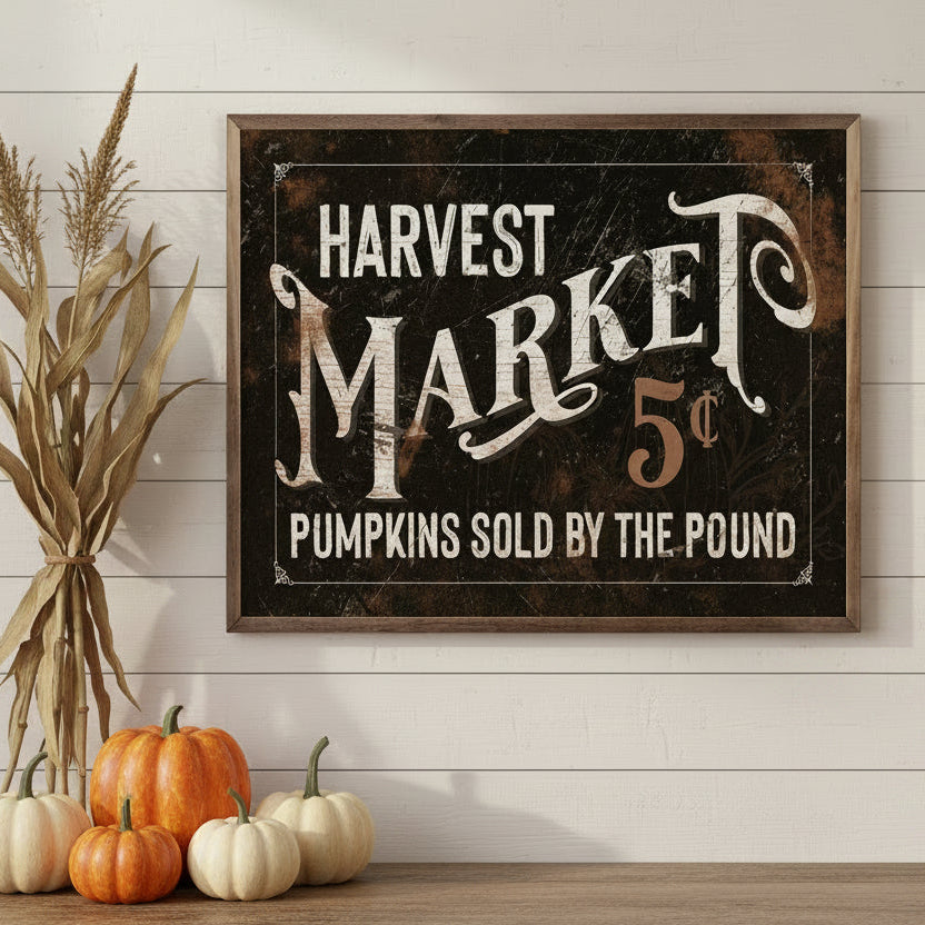 Harvest Market 5 Cents Black Wood Framed Print