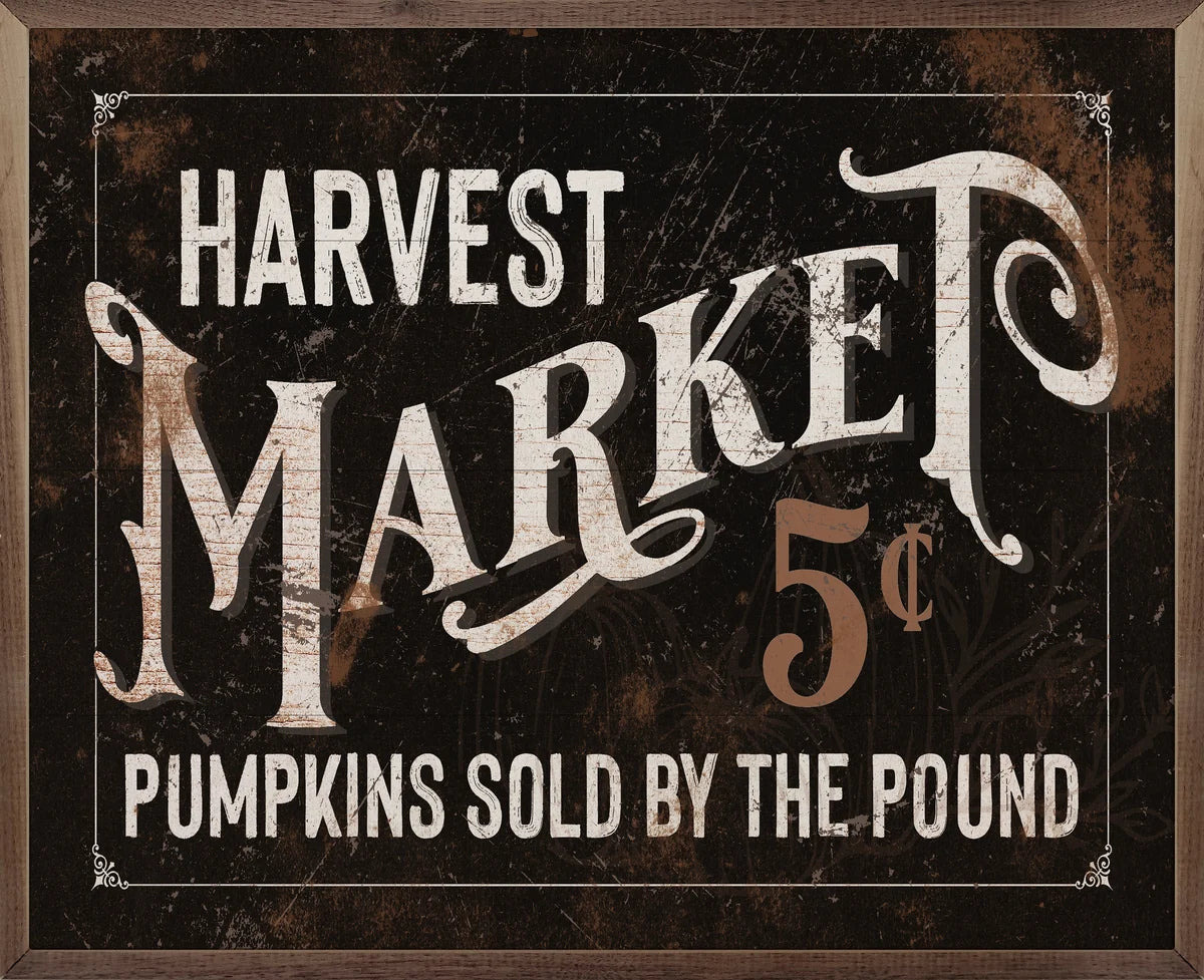 Harvest Market 5 Cents Black Wood Framed Print