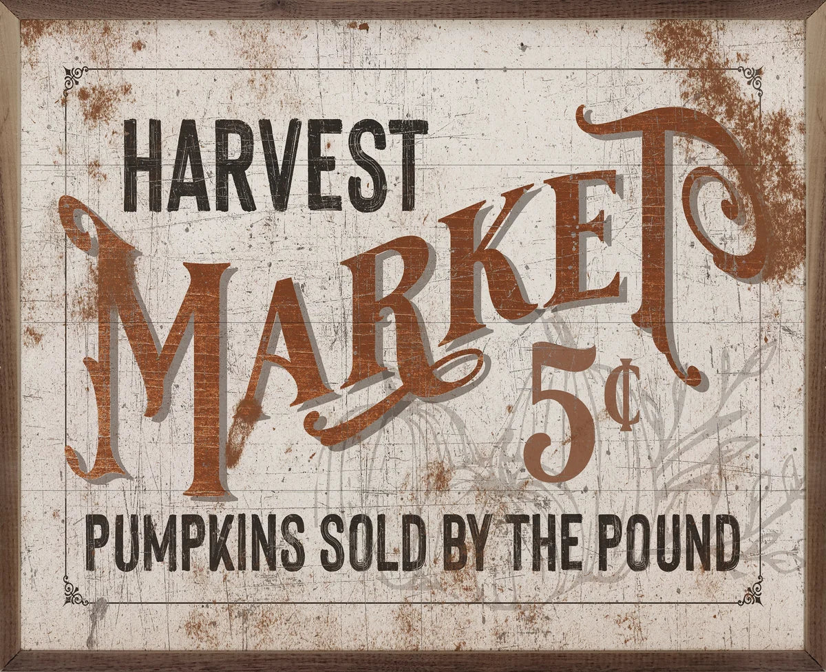 Harvest Market 5 Cents White Wood Framed Print