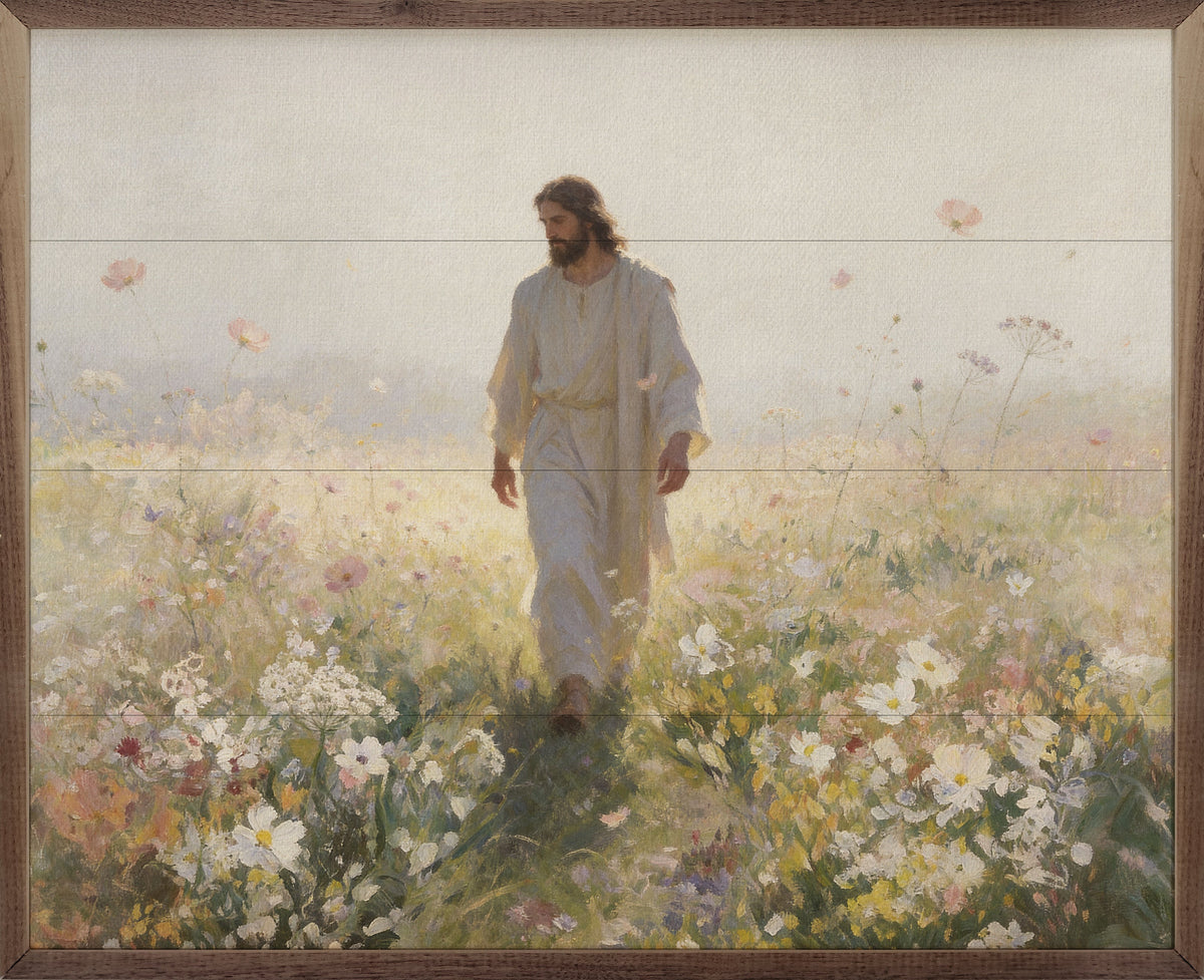 Jesus In The Garden Of Grace Wood Framed Print