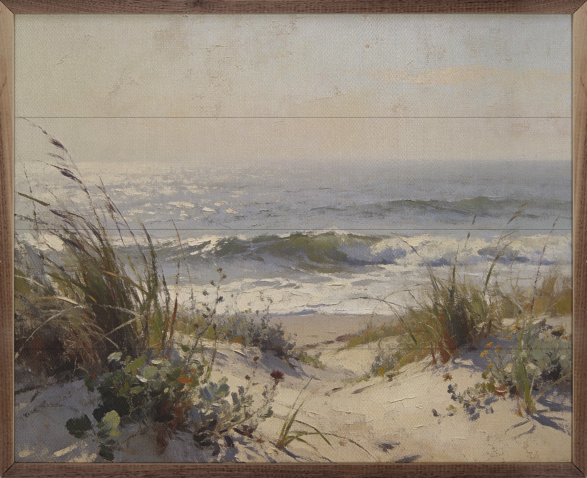 Sea Grass & Rolling Waves Wood Framed Print