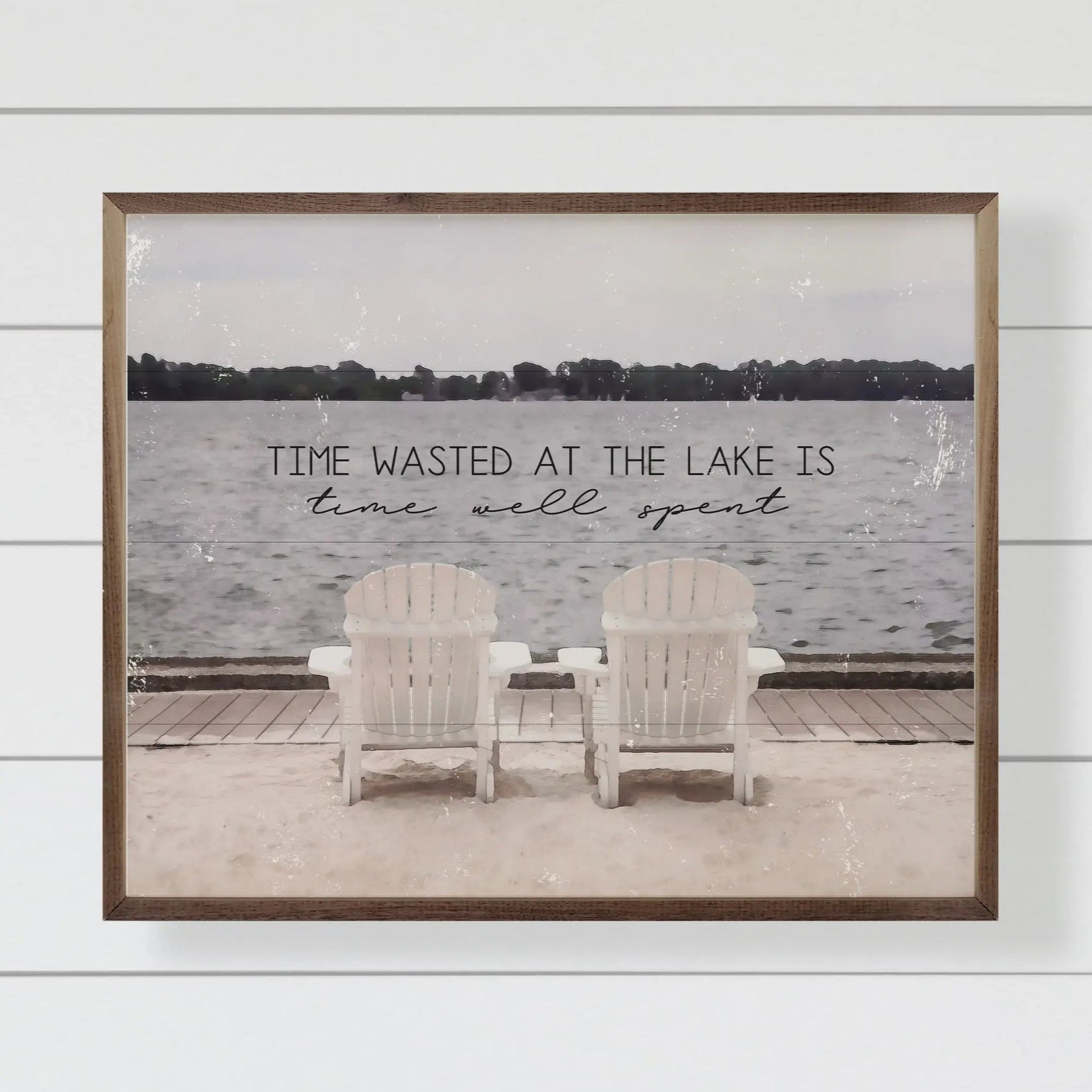 Time Wasted At The Lake Wood Framed Print