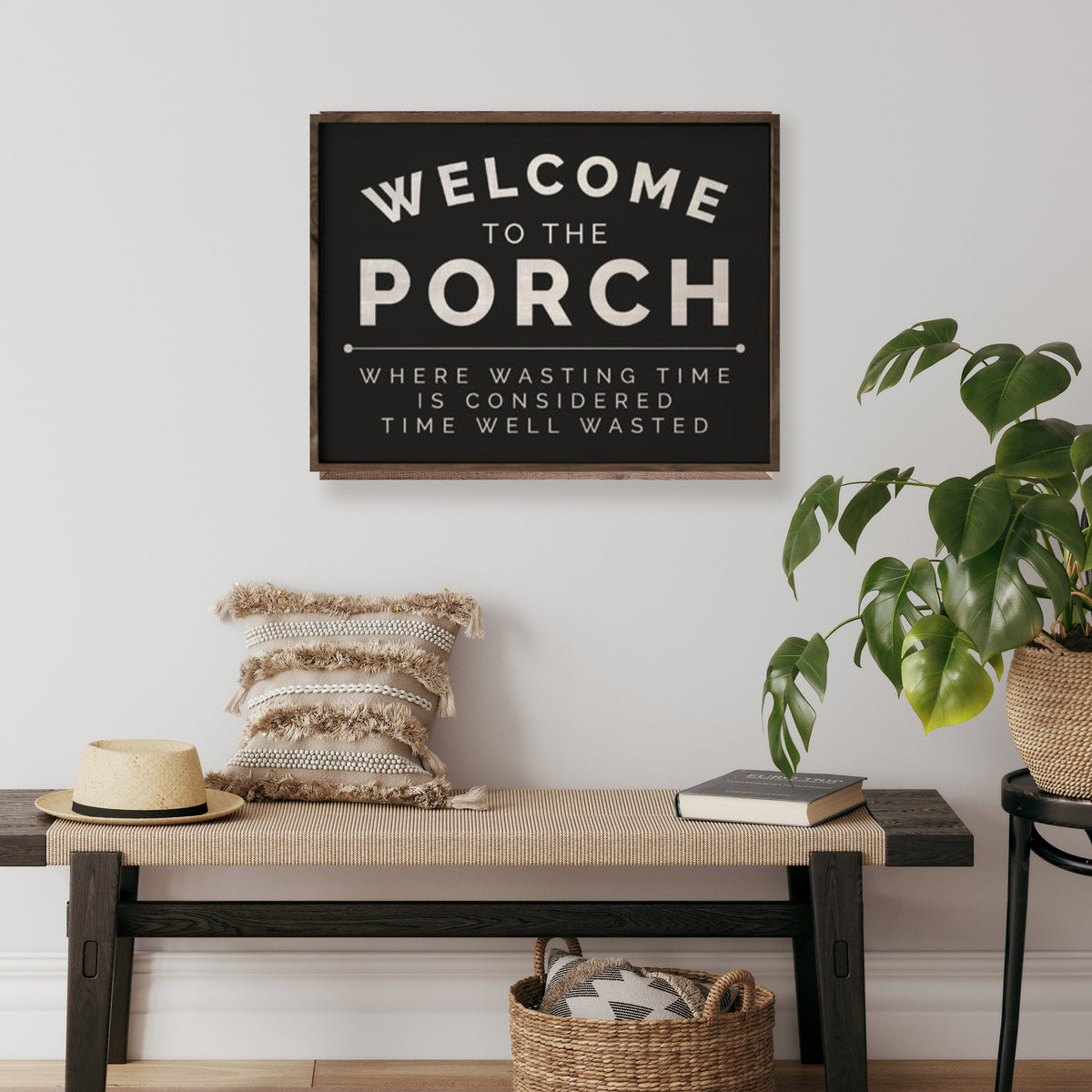 Welcome To The Porch Wood Framed Print