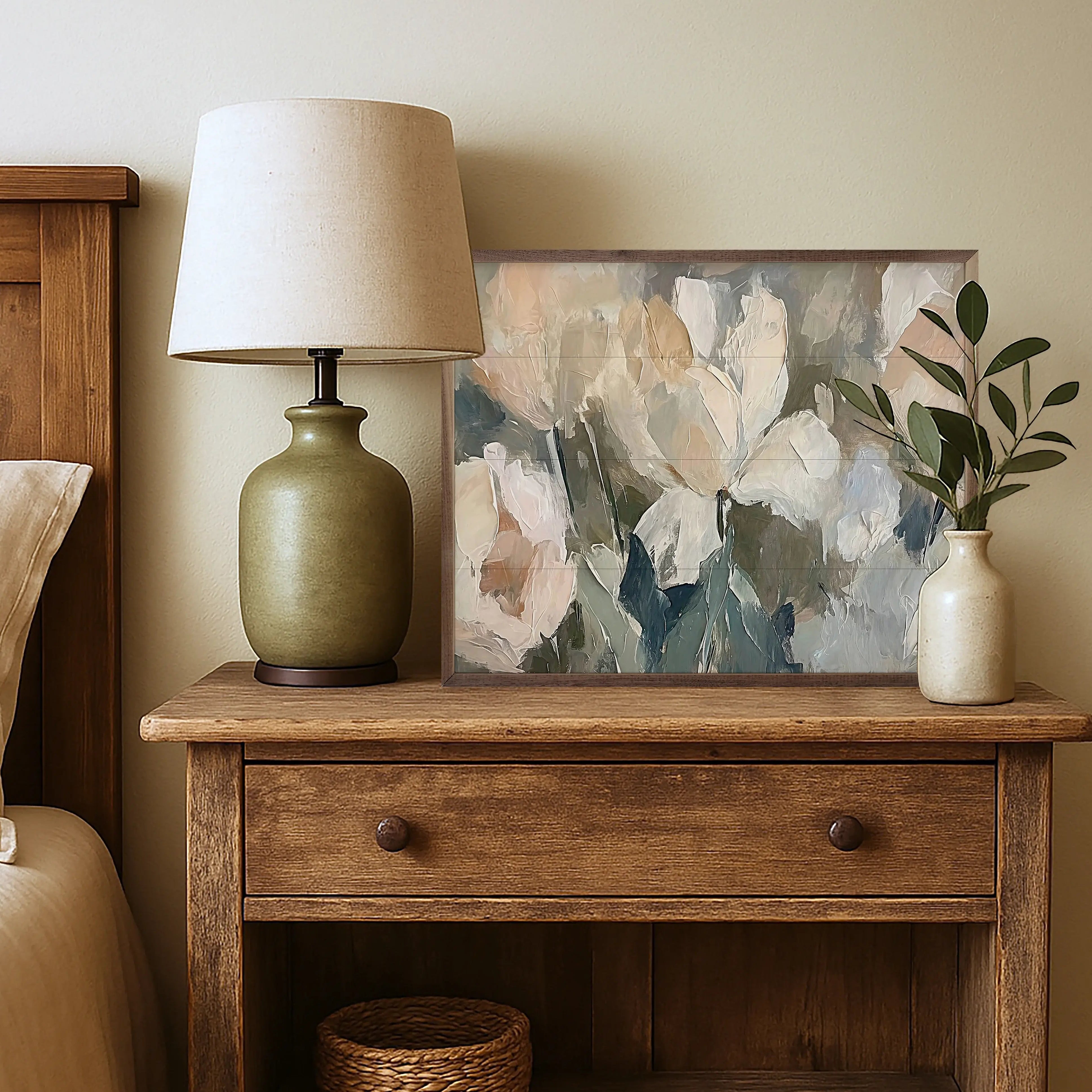 Wildflower Peony Portrait Wood Framed Print