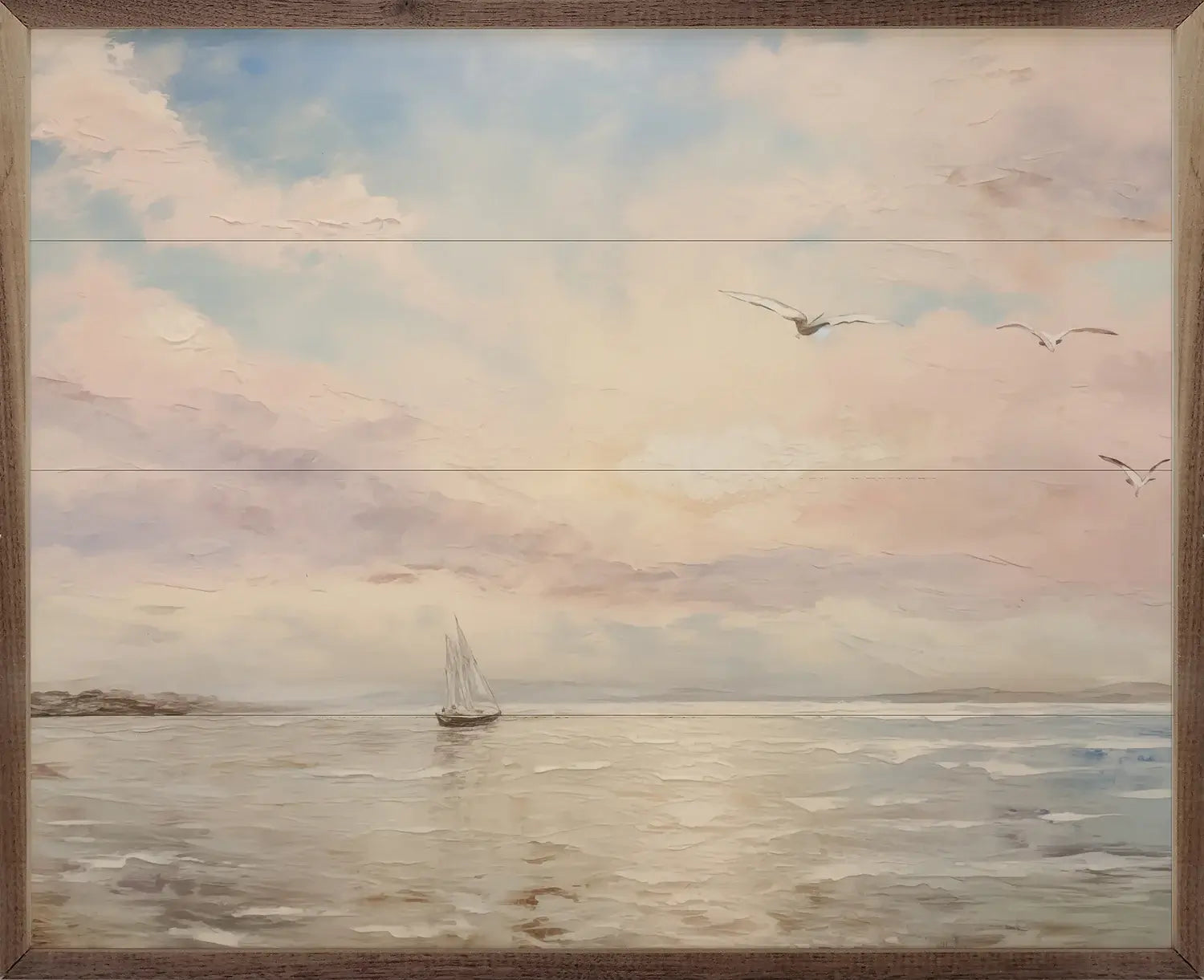 Lone Sailboat Wood Framed Print