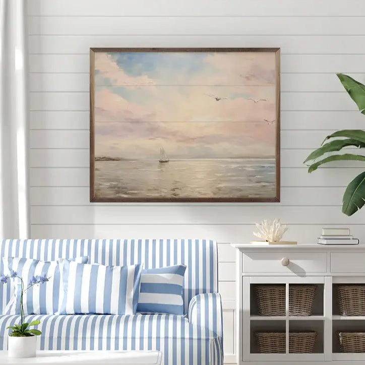 Lone Sailboat Wood Framed Print