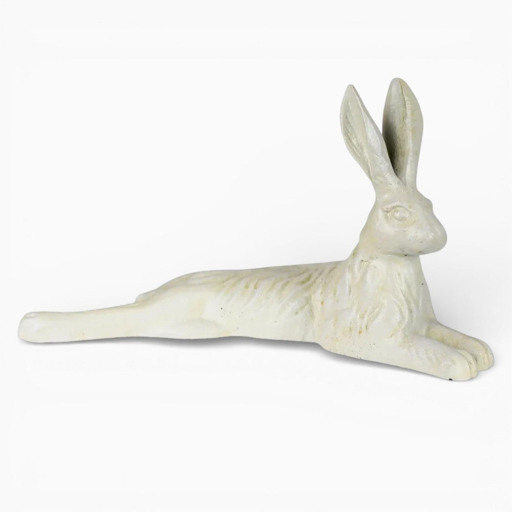 Cream Cast Iron Laying Rabbit