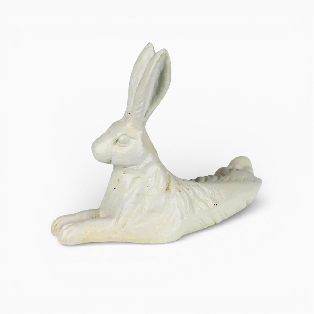Cream Cast Iron Laying Rabbit