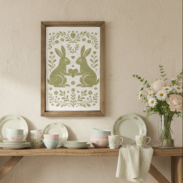 Folk Bunnies Framed Art