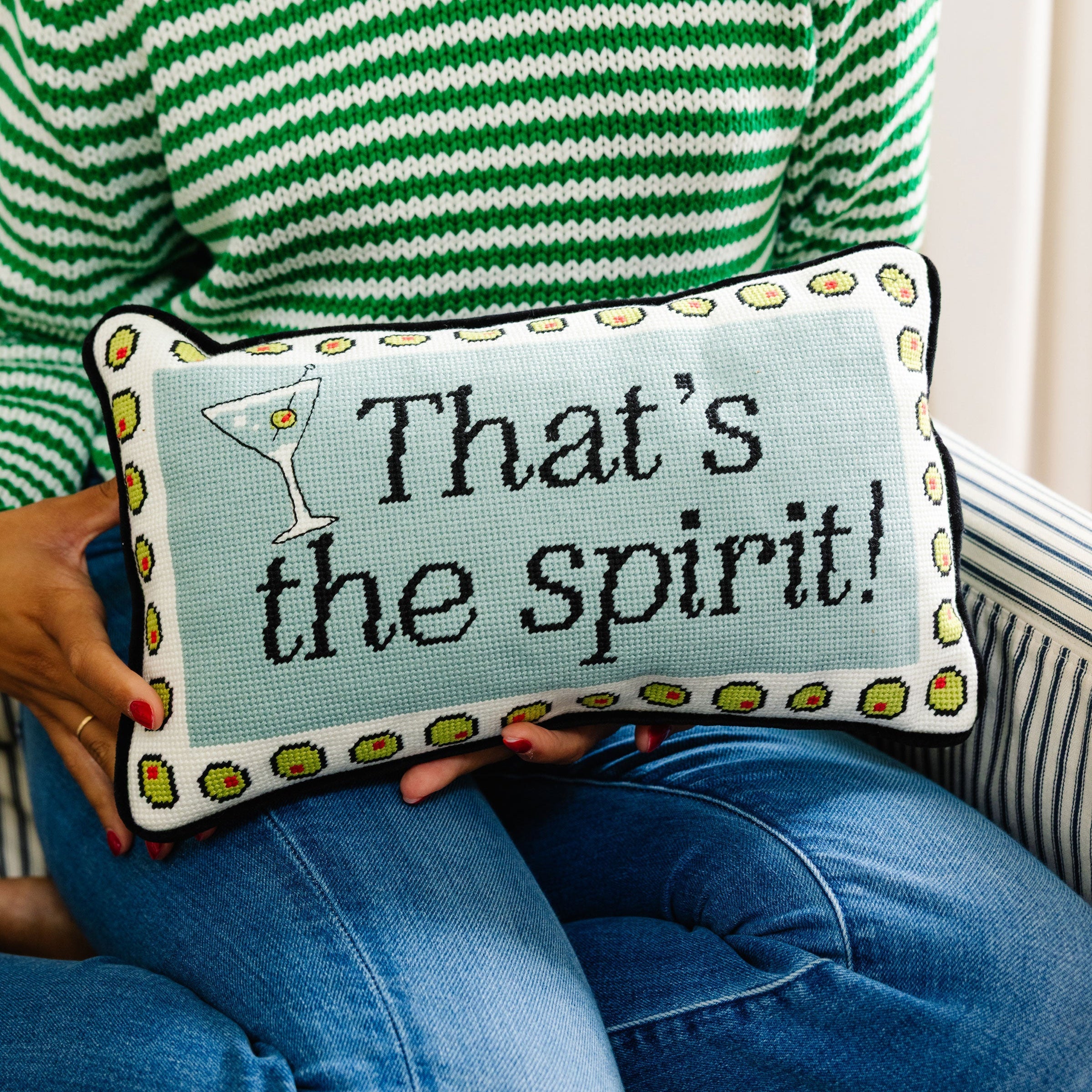 That's The Spirit Needlepoint Pillow