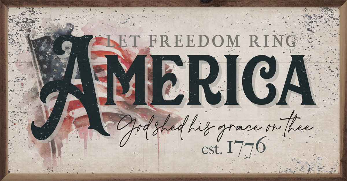 Distressed Let Freedom Ring America Wood Framed Print