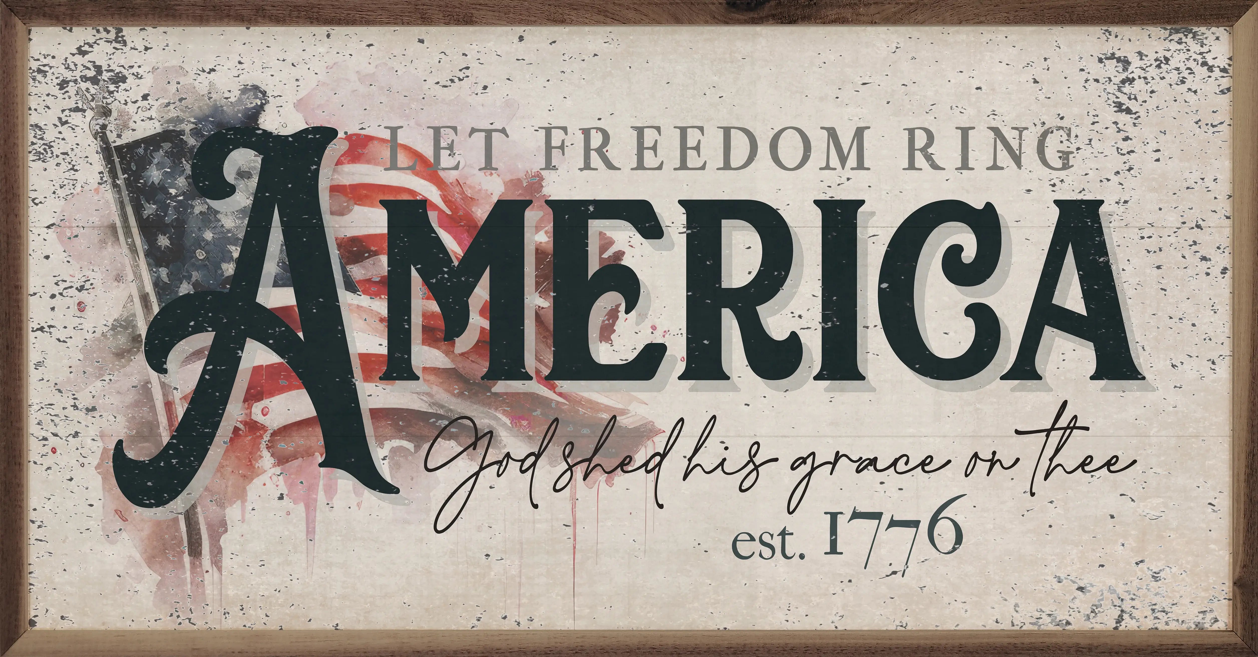 Distressed Let Freedom Ring America Wood Framed Print