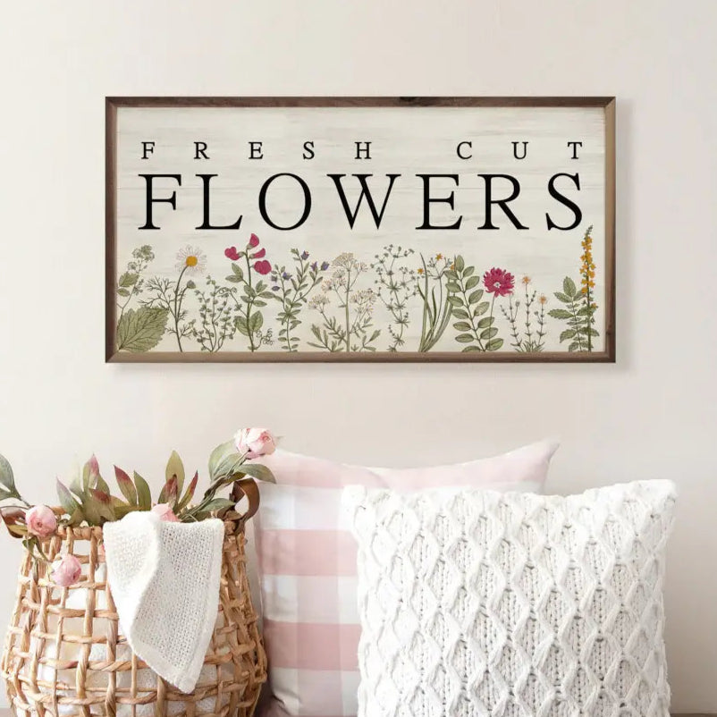 Fresh Cut Flowers Floral Wood Framed Print