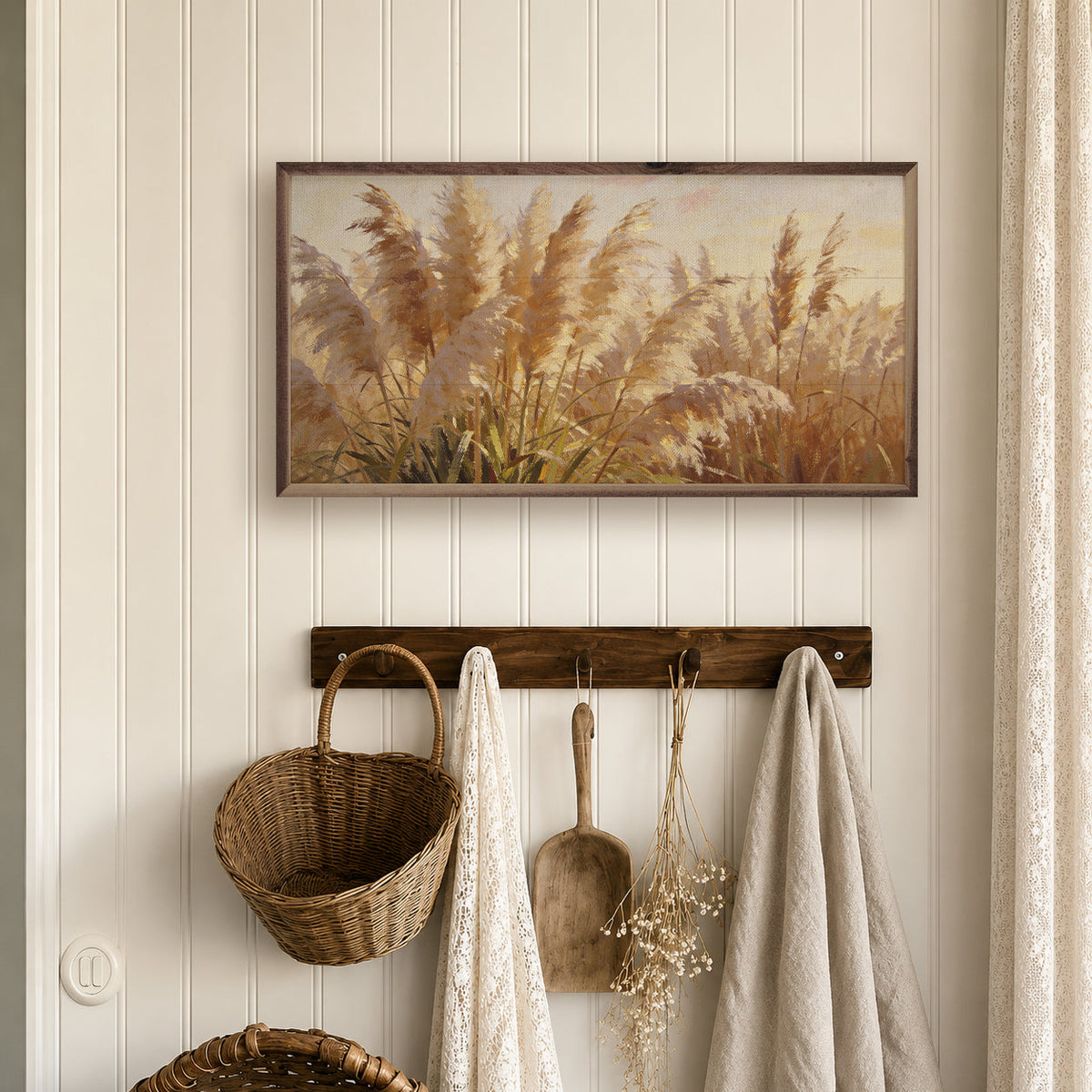 Gathered Pampas Stalks Wood Framed Print
