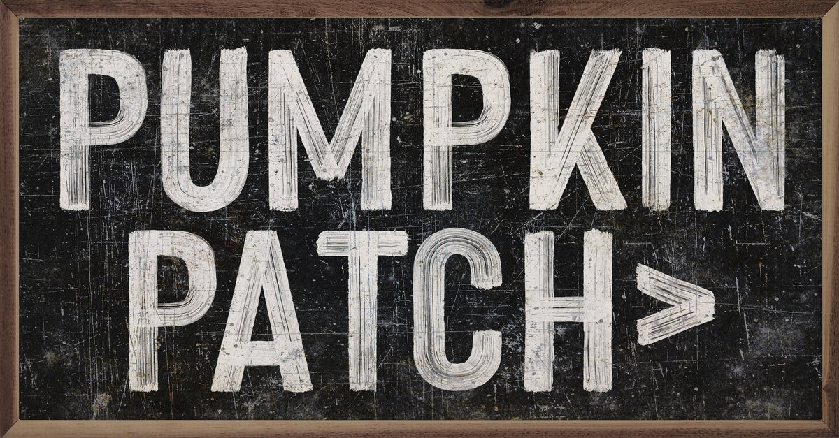 Pumpkin Patch Arrow Black Wood Framed Print