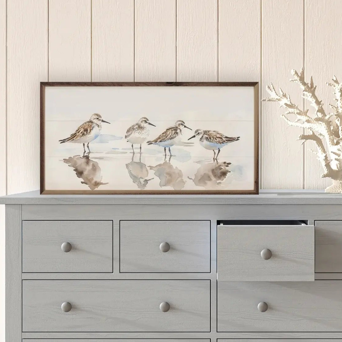 Sandpipers Wood Framed Print
