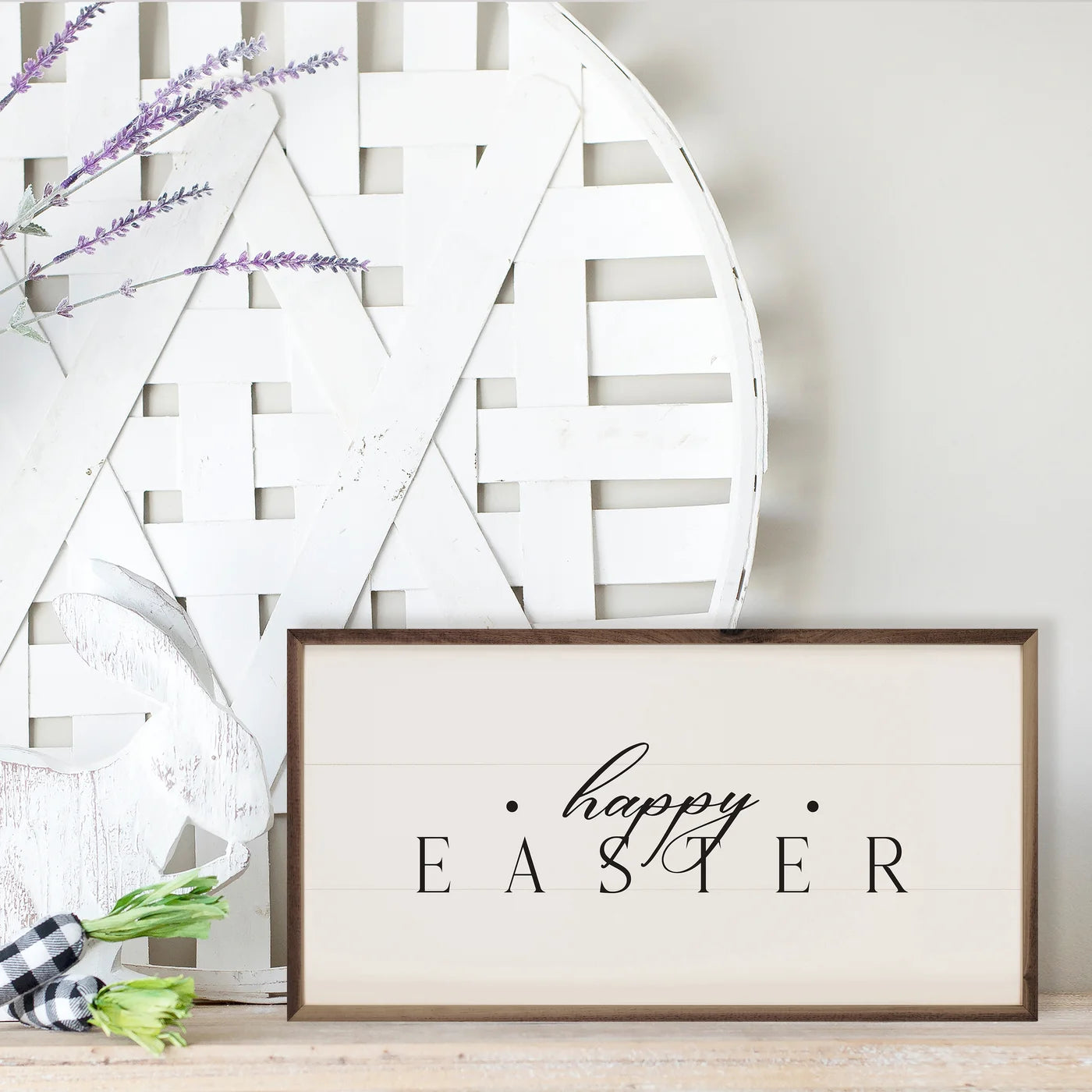 Happy Easter White Wood Framed Print