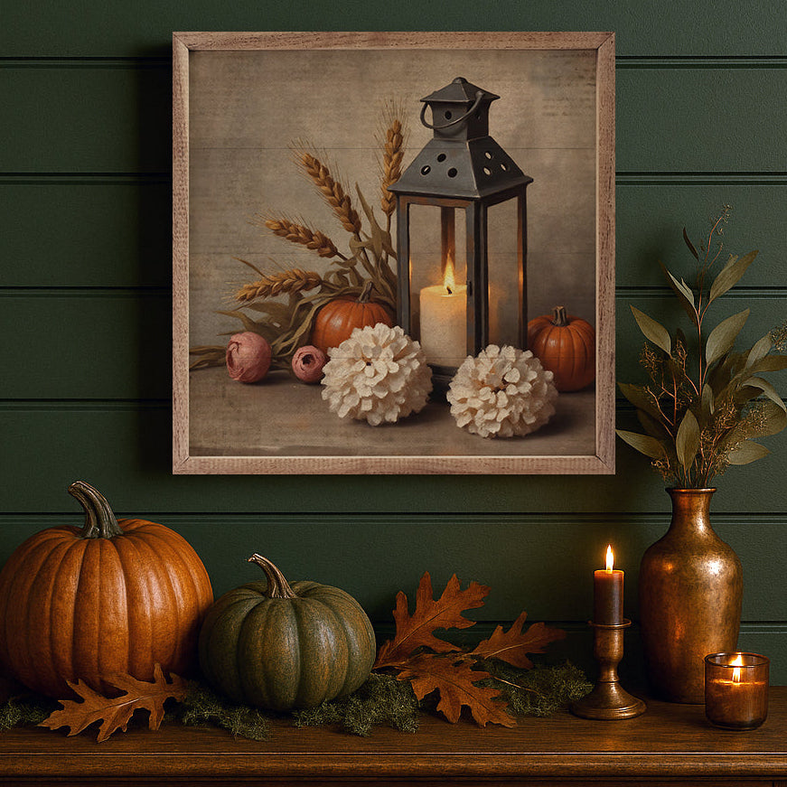 Autumn Lantern Wood Framed Print