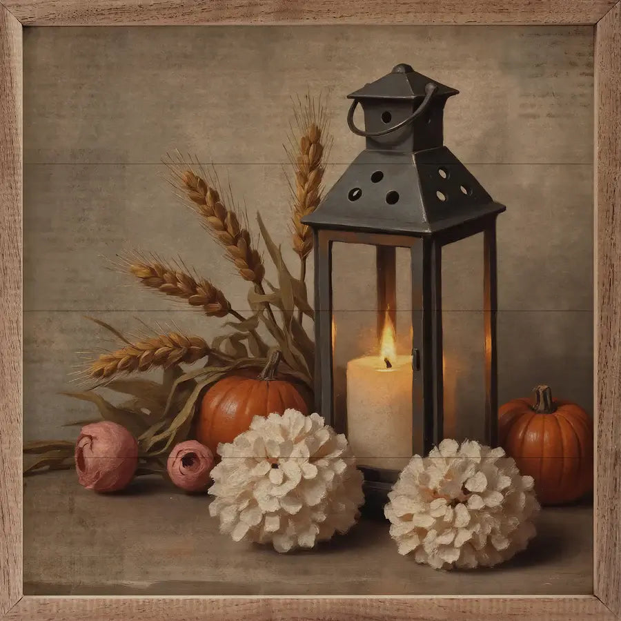 Autumn Lantern Wood Framed Print