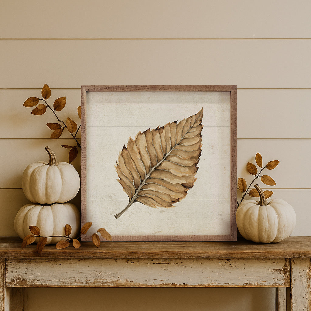 Beech Leaf Wood Framed Print