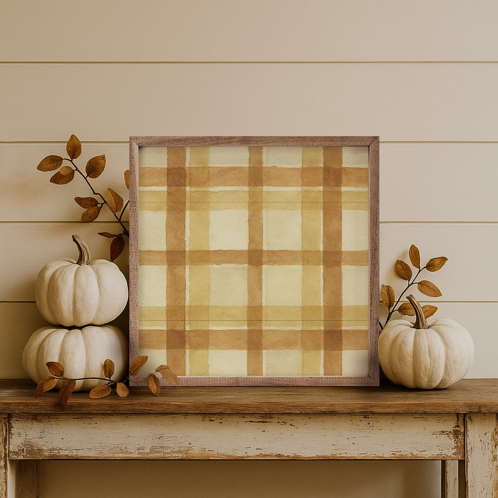 Hearthside Plaid Wood Framed Print