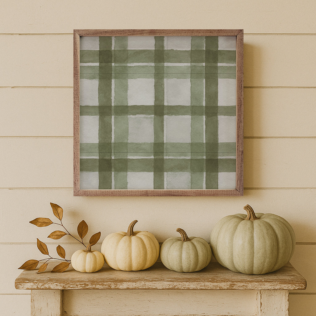 Hearthside Plaid Wood Framed Print