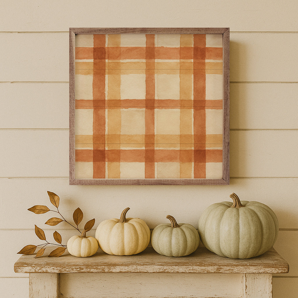 Hearthside Plaid Wood Framed Print