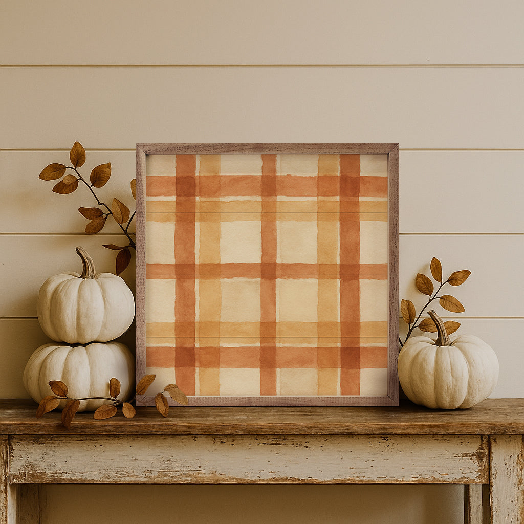 Hearthside Plaid Wood Framed Print