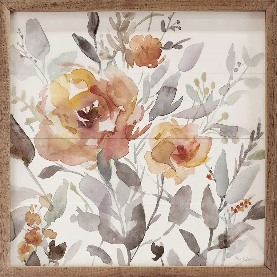 Sunbaked Flowers Wood Framed Print