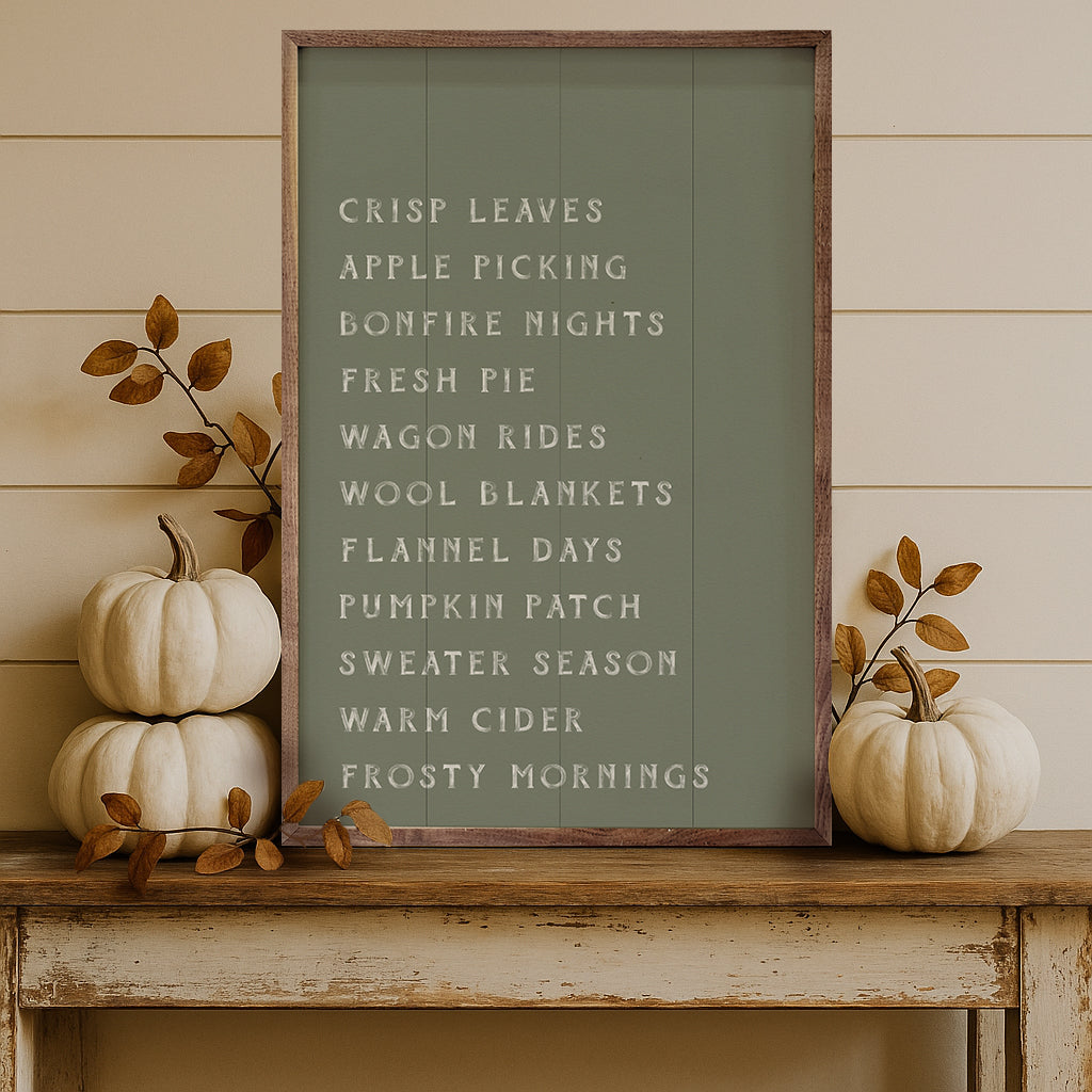 Autumn Activities List Wood Framed Print