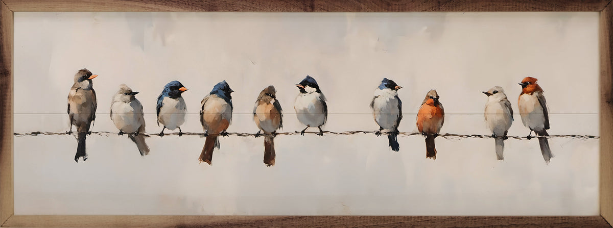 Birds On A Wire Wood Framed Print