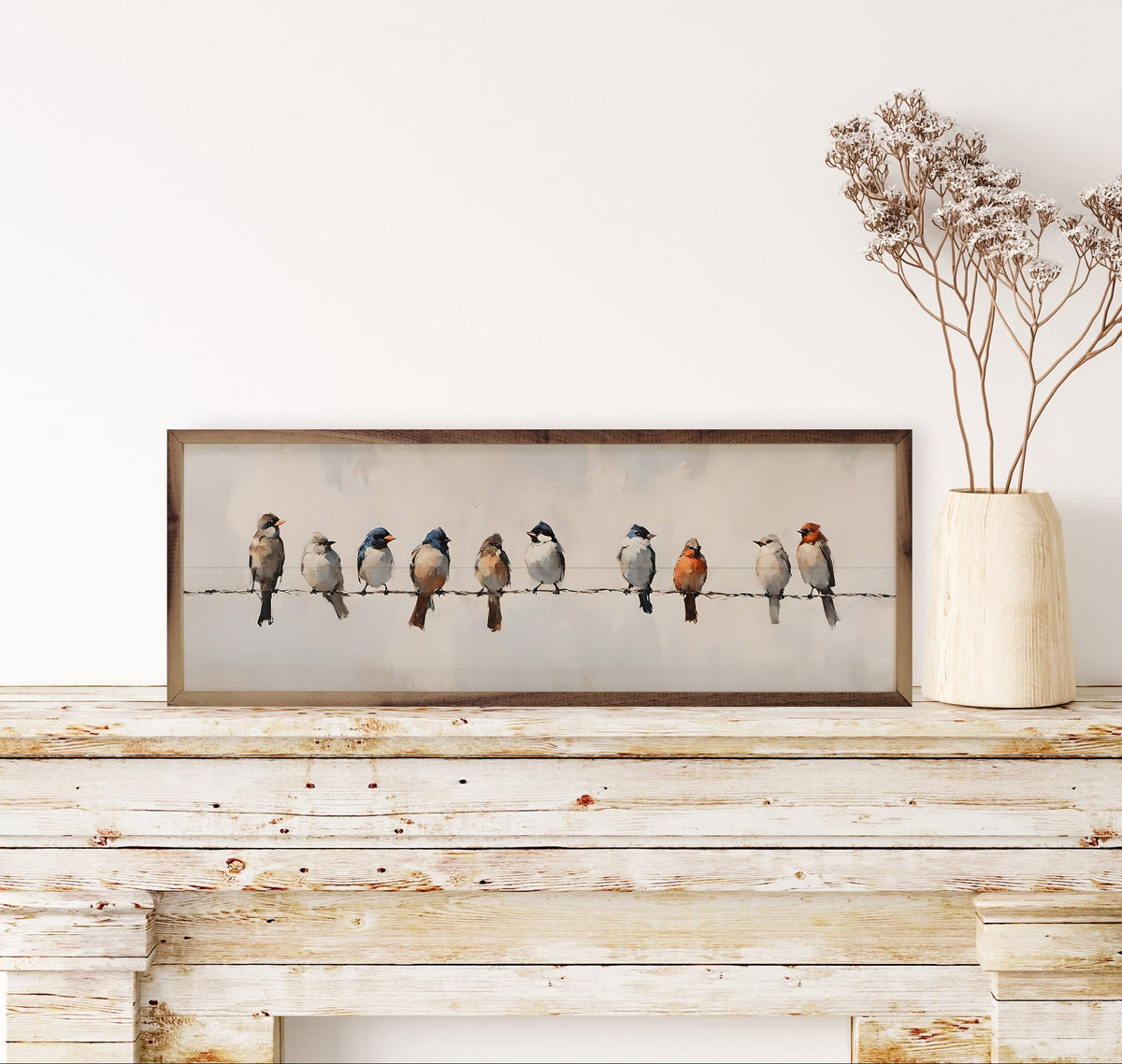 Birds On A Wire Wood Framed Print