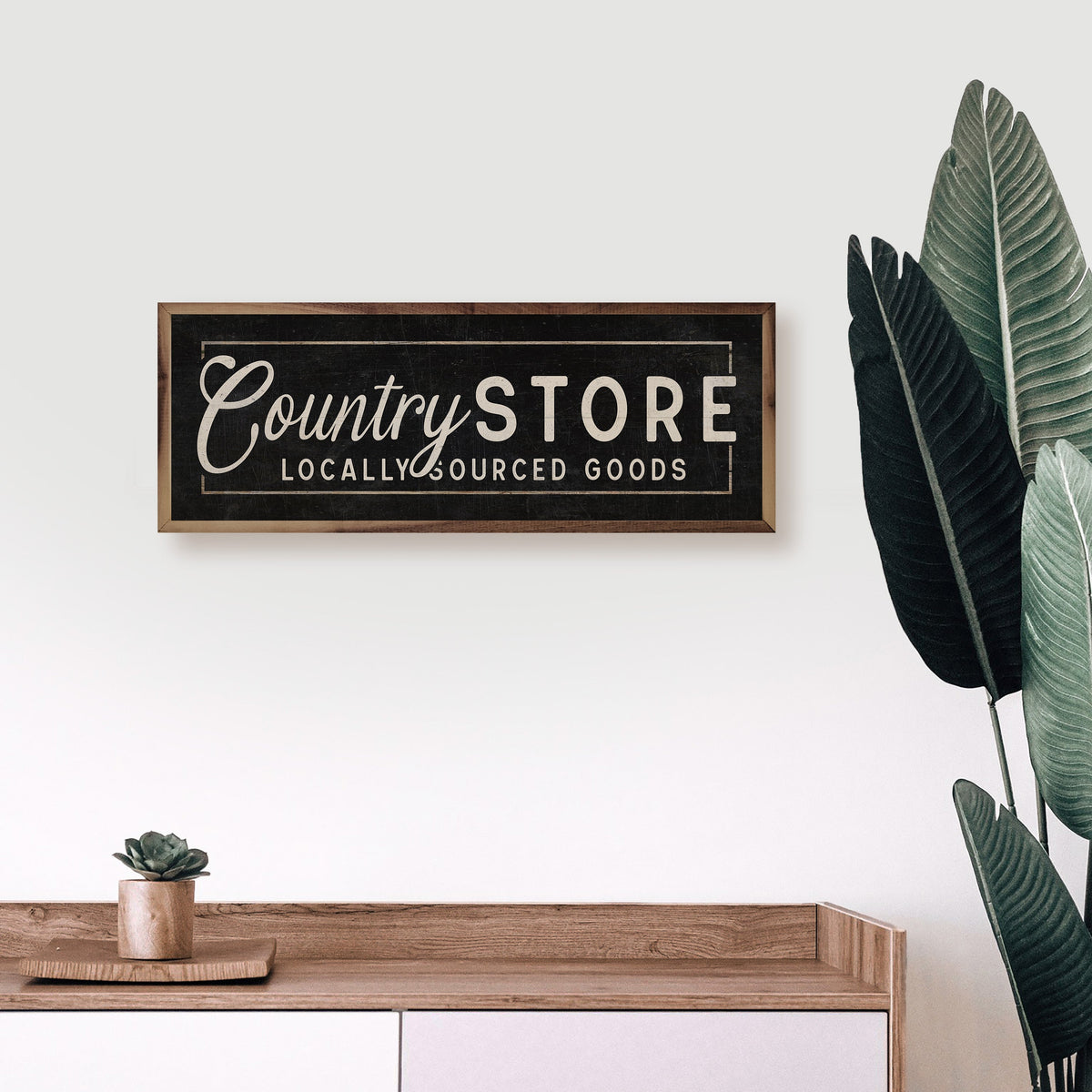 Country Store Locally Sourced Goods Border Wood Framed Print