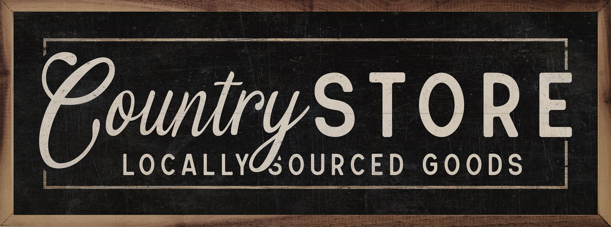 Country Store Locally Sourced Goods Border Wood Framed Print