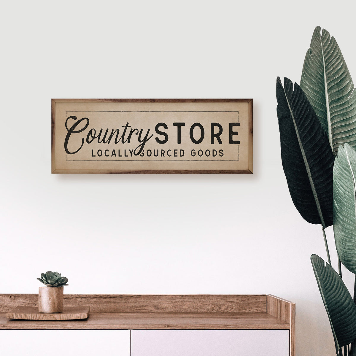Country Store Locally Sourced Goods Border Wood Framed Print