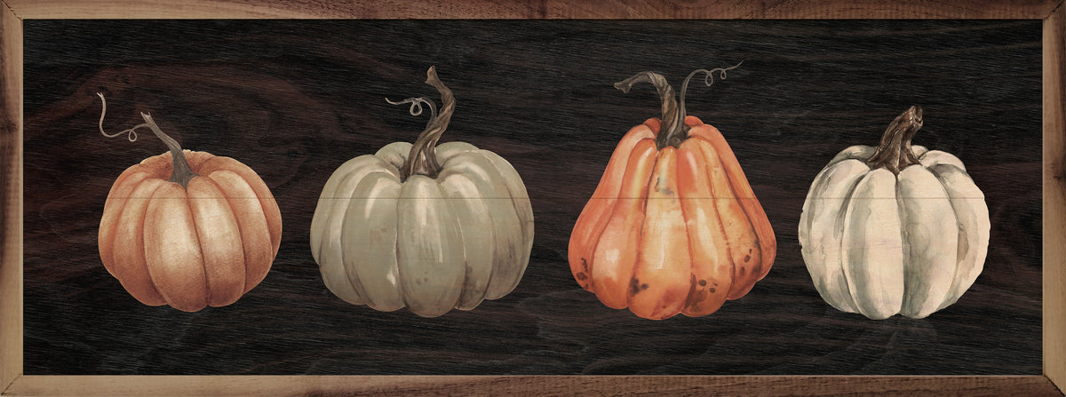 Four Pumpkins Black Wood Framed Print