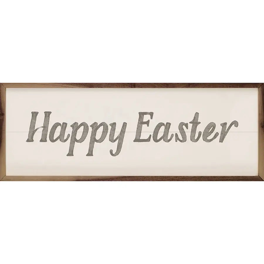Happy Easter Gray Watercolor Wood Framed Print